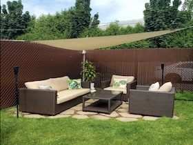 Premium Coolaroo shade sails for gardens and patios, with triangle, square and rectangle designs, breathable HDPE fabric and warranties up to 15 years.