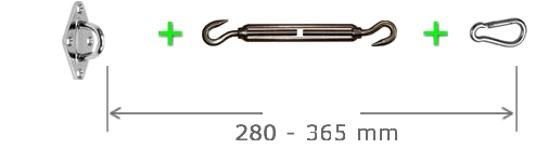 Allow 280–365 mm for the fittings