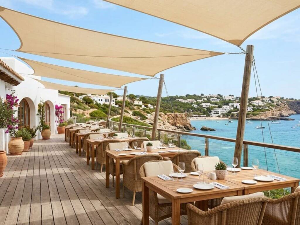 Shaded restaurant terrace