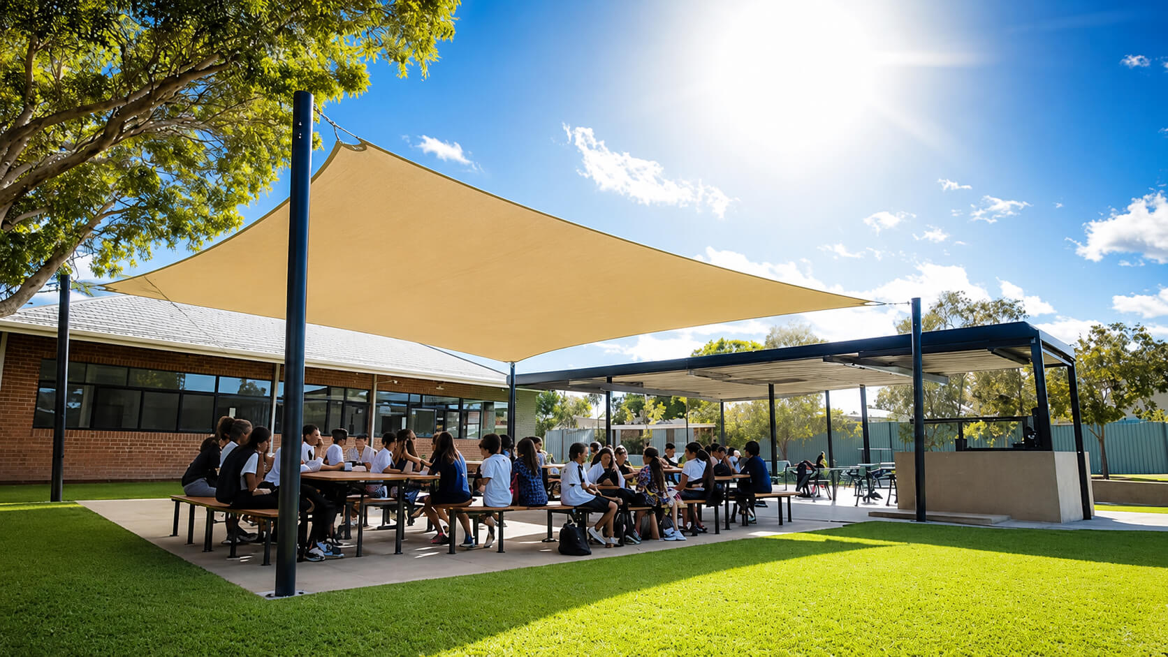 Shade sails for schools, nurseries and outdoor play areas
